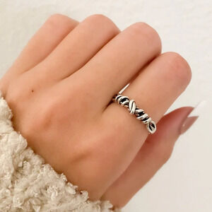 925 Sterling Silver Minimalist Ring Dainty Ring Thin Knot Ring Stackable Ring
